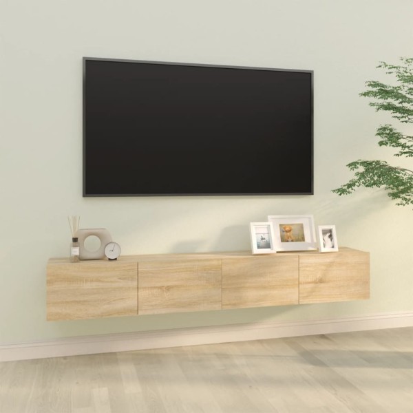 Mueble TV de pared 2 uds madera contrachapada roble 100x30x30cm