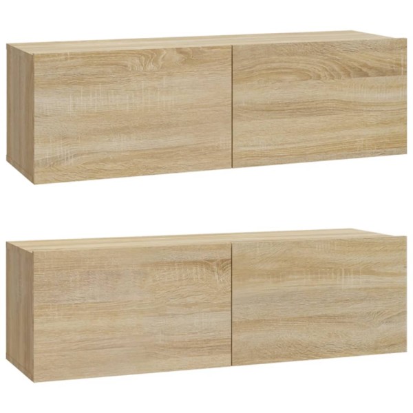 Mueble TV de pared 2 uds madera contrachapada roble 100x30x30cm