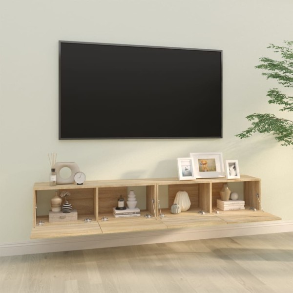 Mueble TV de pared 2 uds madera contrachapada roble 100x30x30cm