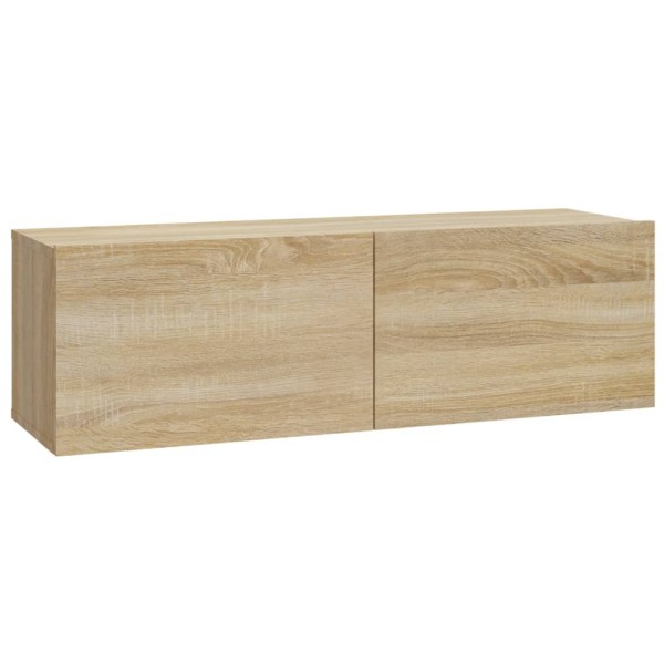 Mueble TV de pared 2 uds madera contrachapada roble 100x30x30cm