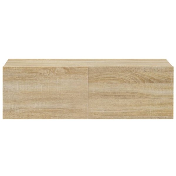 Mueble TV de pared 2 uds madera contrachapada roble 100x30x30cm