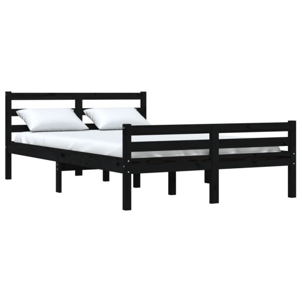 Estructura de cama king madera maciza negro 150x200 cm