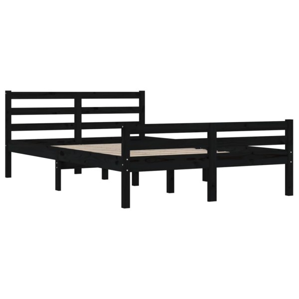 Estructura de cama king madera maciza negro 150x200 cm