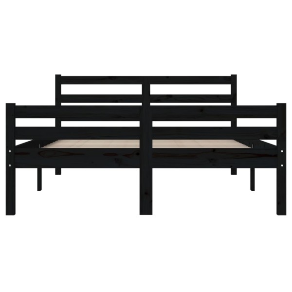 Estructura de cama king madera maciza negro 150x200 cm