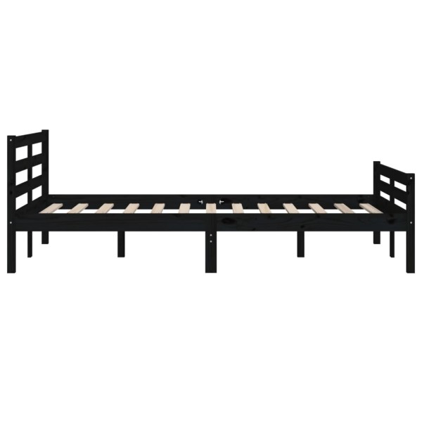 Estructura de cama king madera maciza negro 150x200 cm