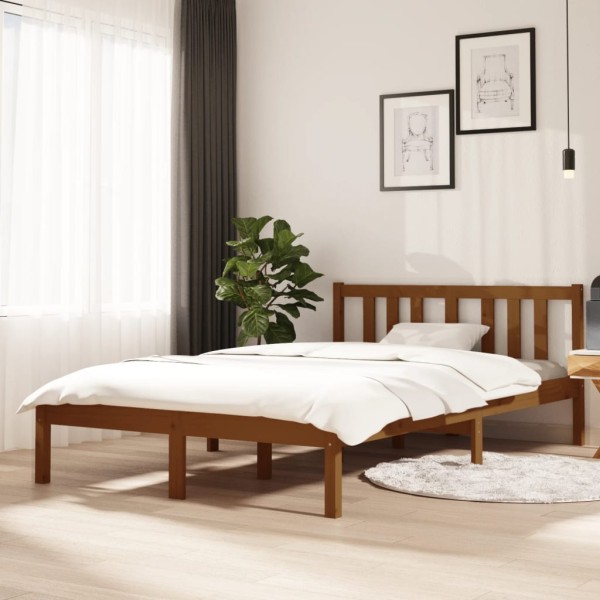 Estructura de cama madera maciza marrón miel 120x200 cm