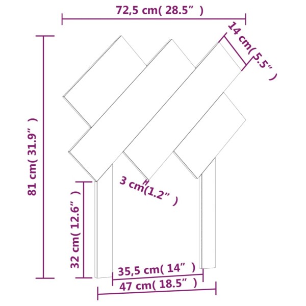 Cabecero de cama madera maciza de pino 72,5x3x81 cm