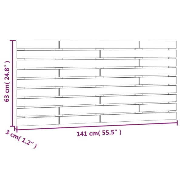 Cabecero de cama de pared madera maciza pino blanco 141x3x63 cm