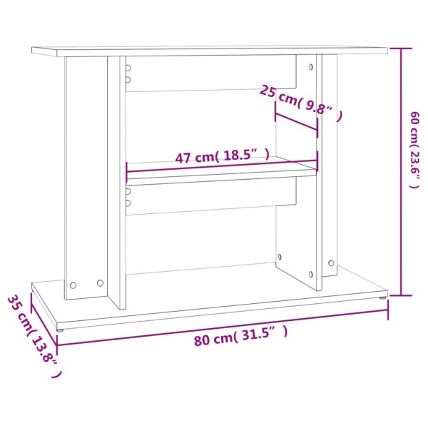 Soporte para acuario madera ingeniería gris Sonoma 80x35x60 cm