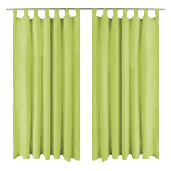 Cortinas de micro-raso con bucles 2 unidades 140x175cm verde