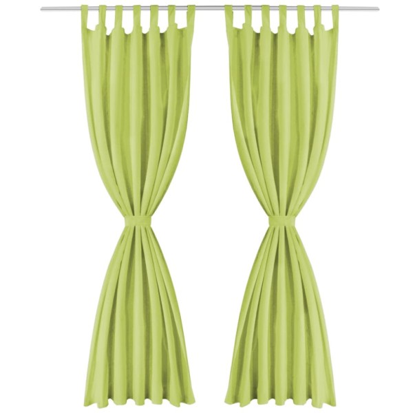 Cortinas de micro-raso con bucles 2 unidades 140x175cm verde