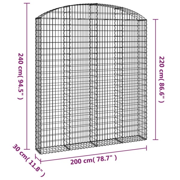 Cesta gaviones forma arco hierro galvanizado 200x30x220/240 cm