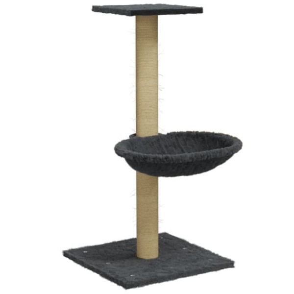 Rascador para gatos con poste de sisal gris oscuro 74 cm