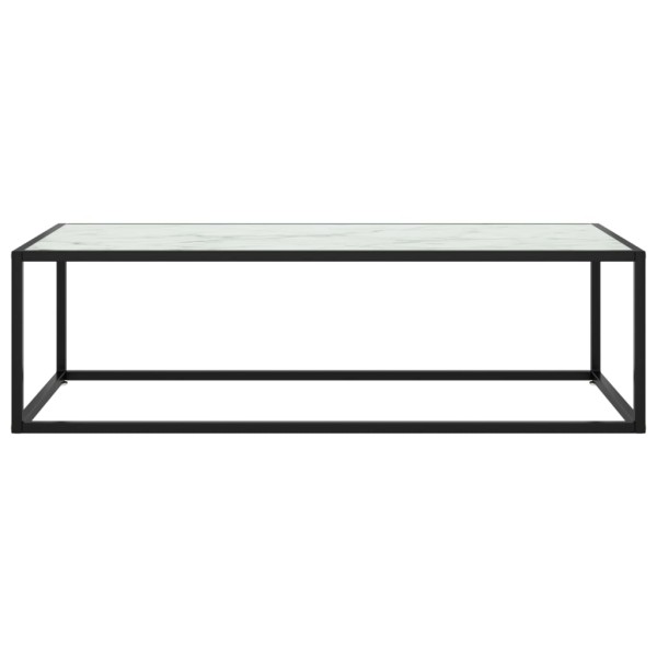 Mesa de centro negra con vidrio de mármol blanco 120x50x35 cm