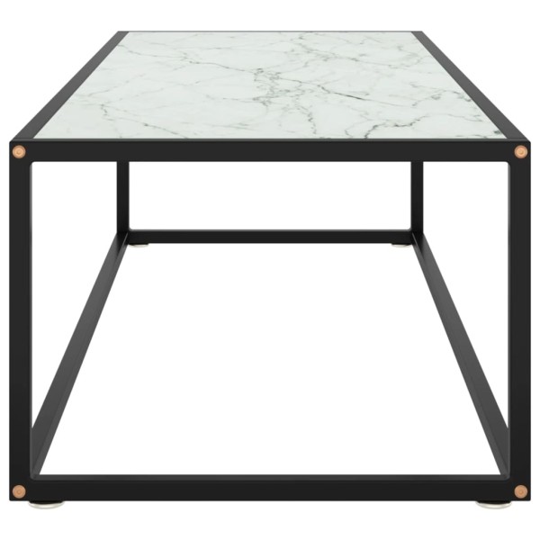 Mesa de centro negra con vidrio de mármol blanco 120x50x35 cm