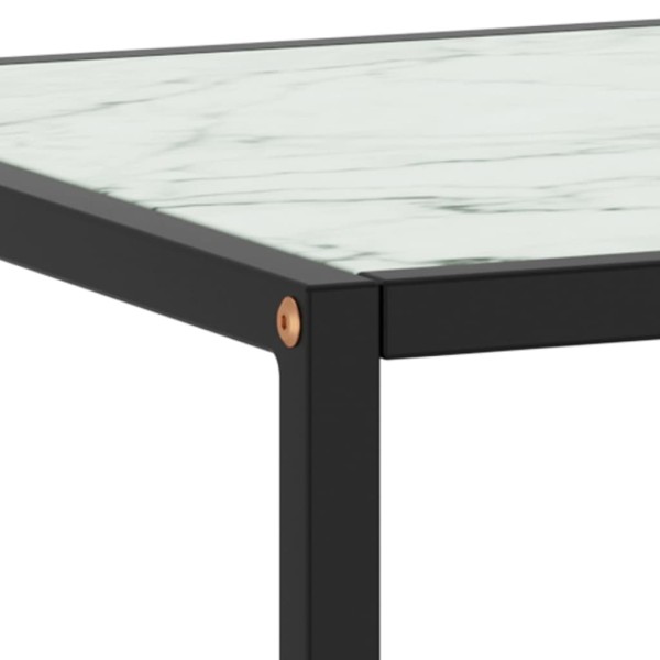 Mesa de centro negra con vidrio de mármol blanco 120x50x35 cm