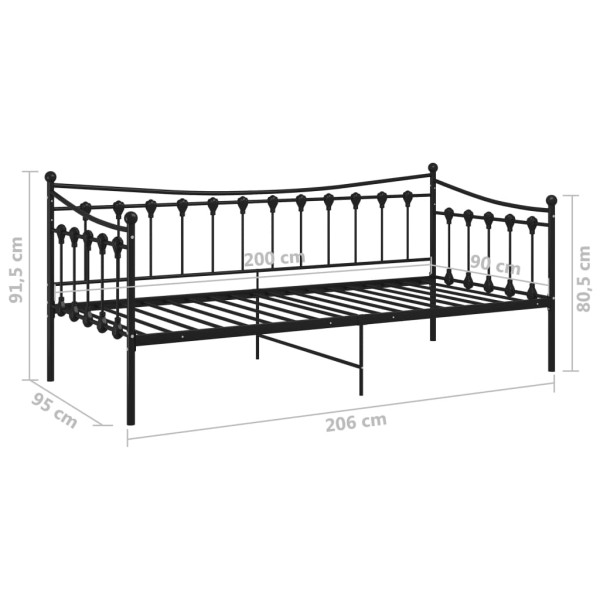 Estructura de sofá cama de metal negro 90x200 cm