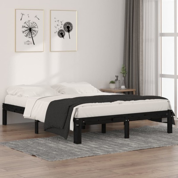 Estructura de cama madera maciza king size 150x200 cm