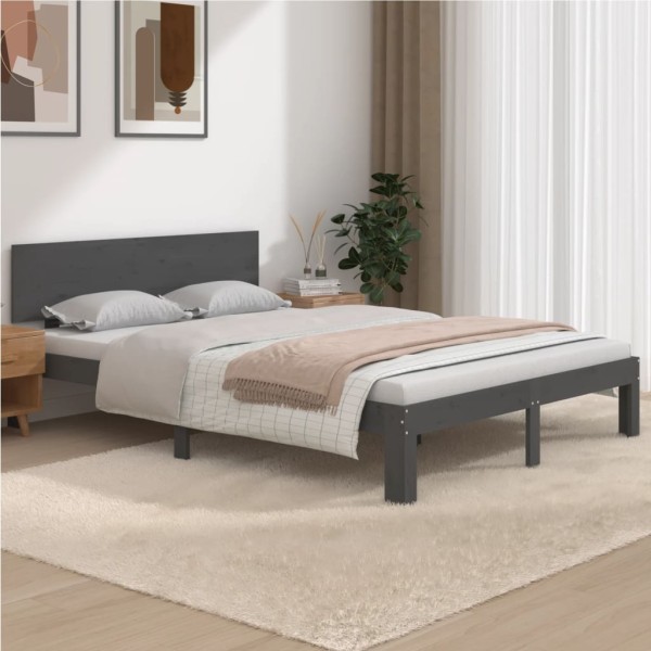 Estructura de cama madera maciza gris 150x200 cm