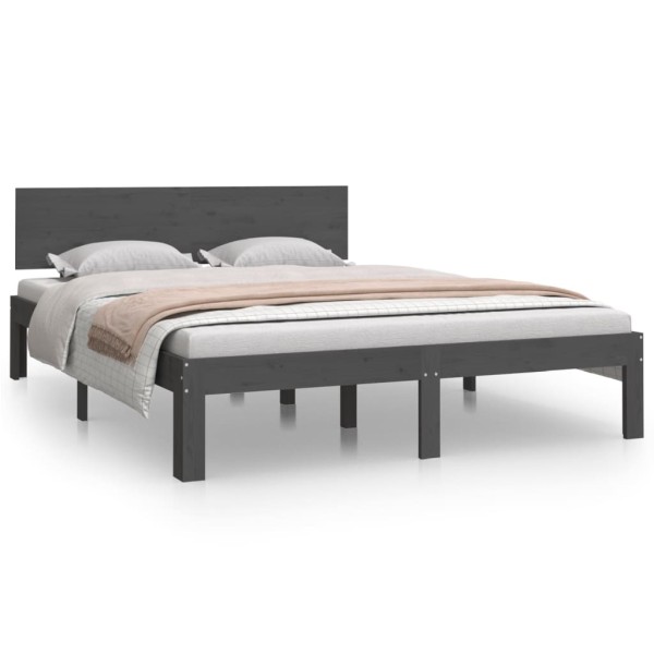 Estructura de cama madera maciza gris 150x200 cm