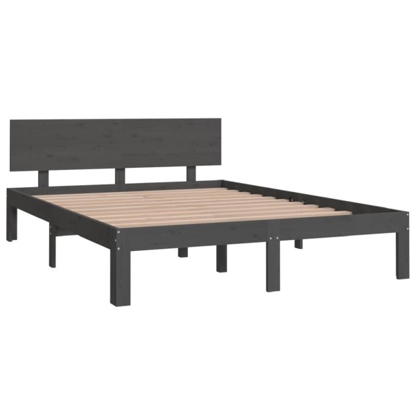 Estructura de cama madera maciza gris 150x200 cm