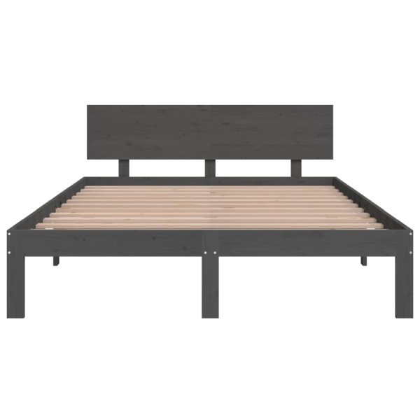 Estructura de cama madera maciza gris 150x200 cm