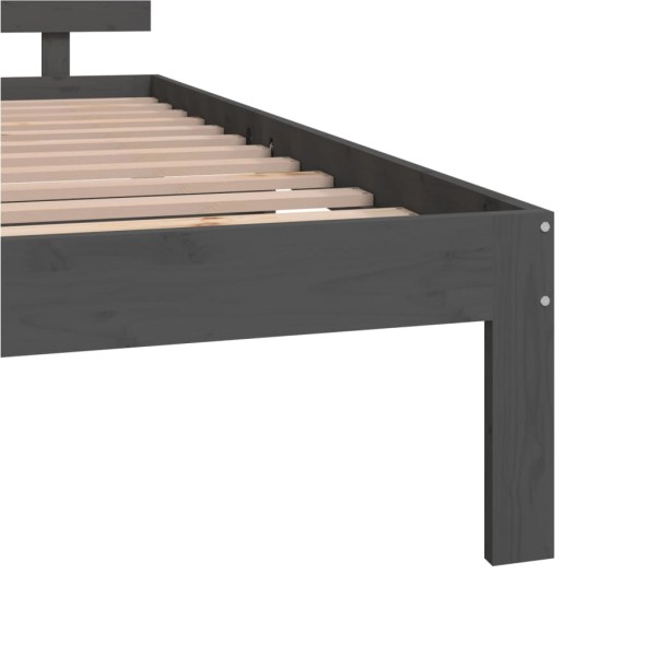 Estructura de cama madera maciza gris 150x200 cm