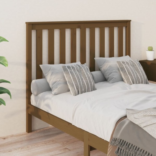 Cabecero de cama madera maciza de pino marrón miel 141x6x101 cm