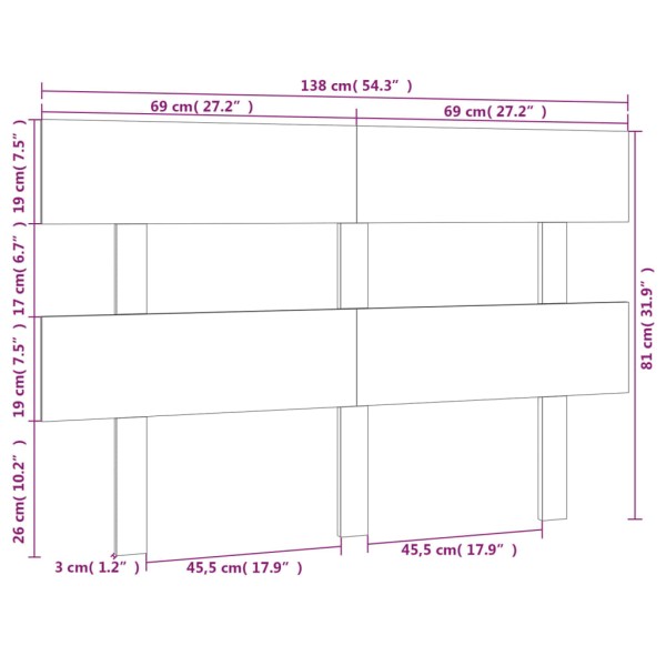 Cabecero de cama madera maciza de pino 138x3x81 cm