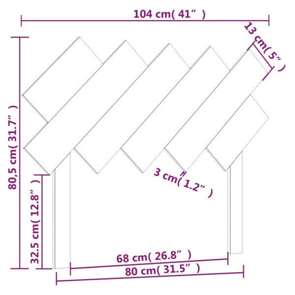 Cabecero de cama madera maciza de pino 104x3x80,5 cm