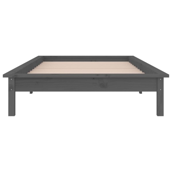 Estructura de cama con LED madera maciza gris 90x190 cm