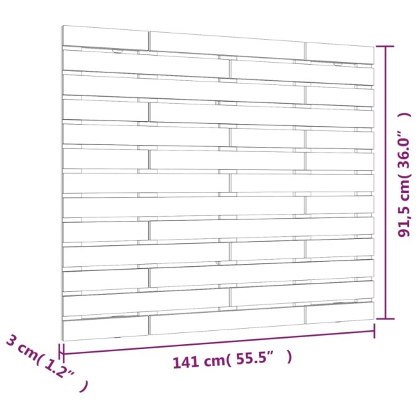 Cabecero cama de pared madera maciza pino negro 141x3x91,5 cm