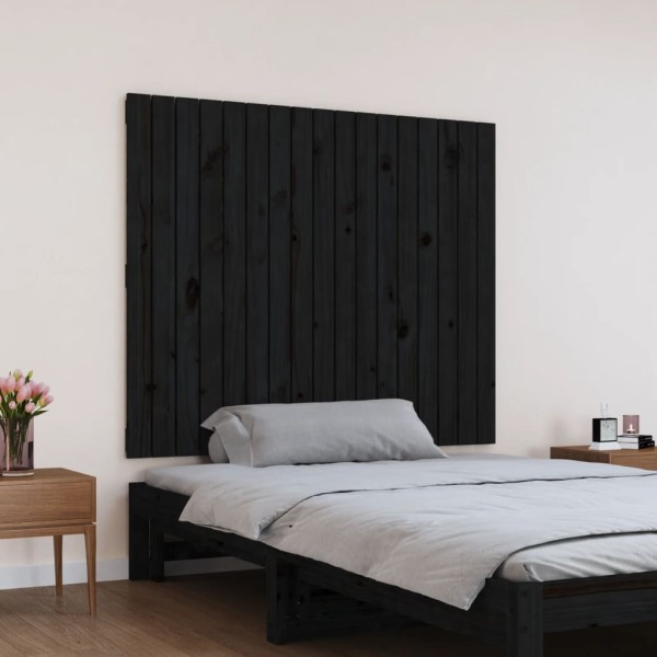 Cabecero de cama de pared madera maciza pino negro 108x3x90 cm