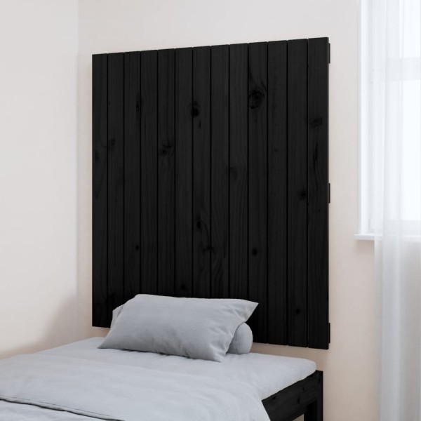 Cabecero de cama de pared madera maciza pino negro 82,5x3x90 cm