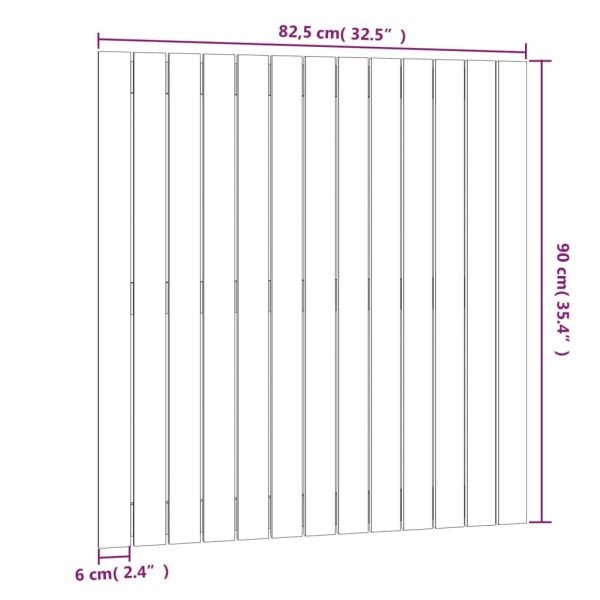 Cabecero de cama de pared madera maciza pino negro 82,5x3x90 cm