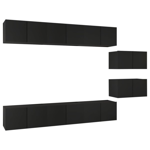 Set de muebles de TV salón 8 piezas madera contrachapada negro