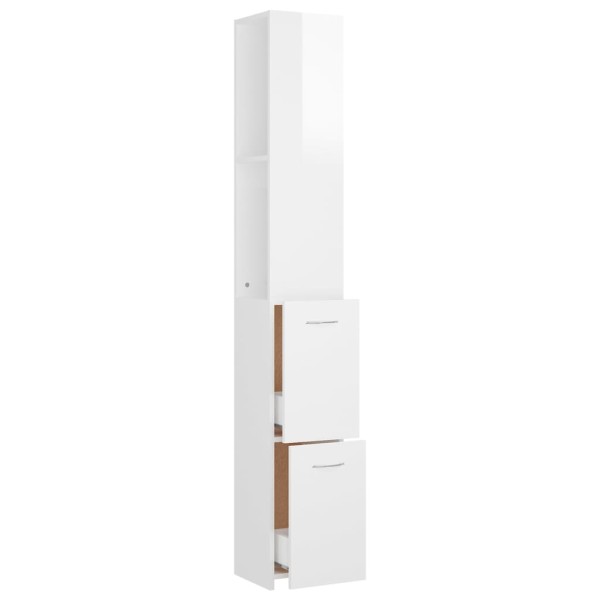 Armario baño madera contrachapada blanco brillo 25x26,5x170 cm