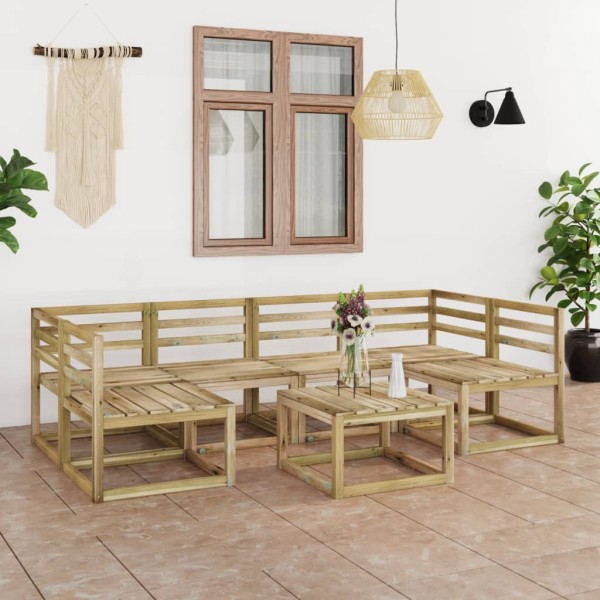 Set de muebles de jardín 7 pzas madera de pino impregnada verde