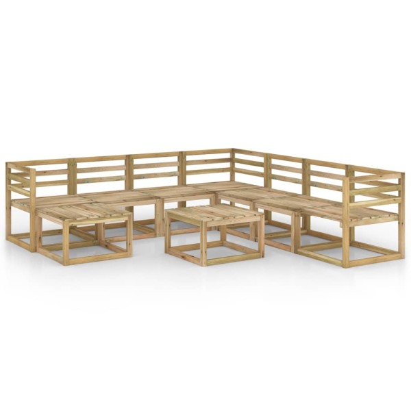 Set de muebles de jardín 9 pzas madera de pino impregnada verde