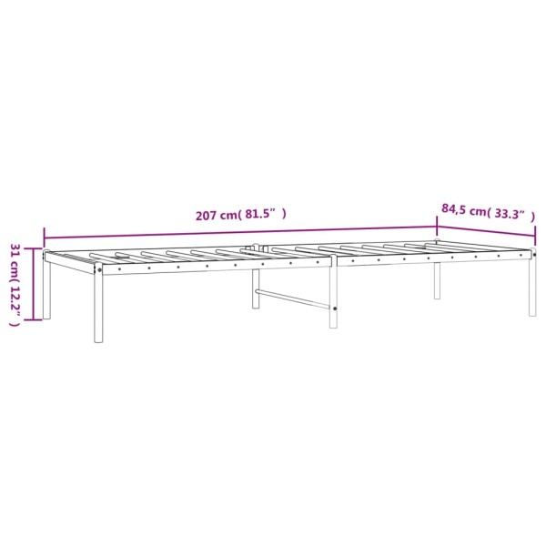 Estructura de cama de metal negro 80x200 cm