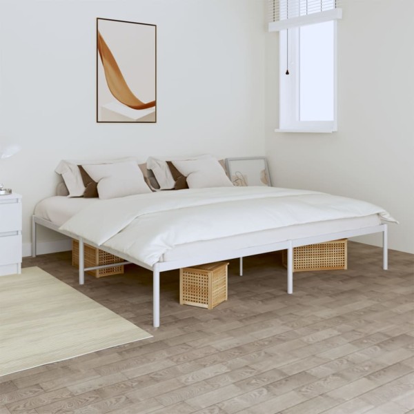 Estructura de cama de metal blanco 183x213 cm