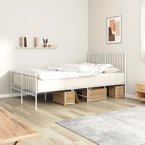 Estructura cama metal con cabecero y estribo blanco 120x200 cm