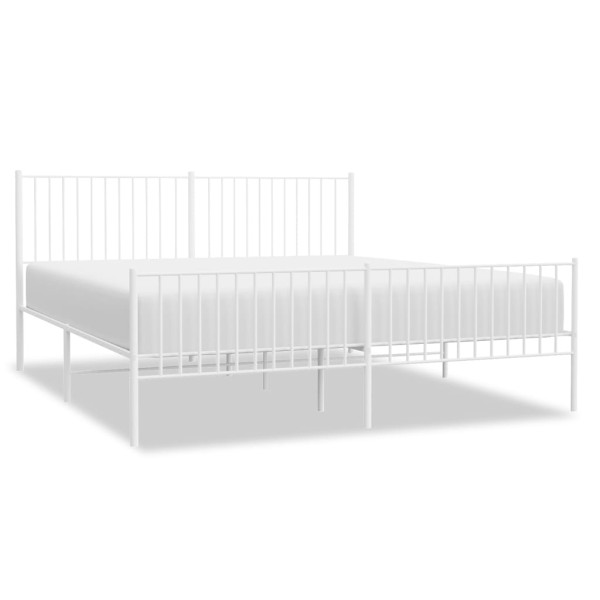 Estructura cama metal con cabecero y estribo blanco 180x200 cm