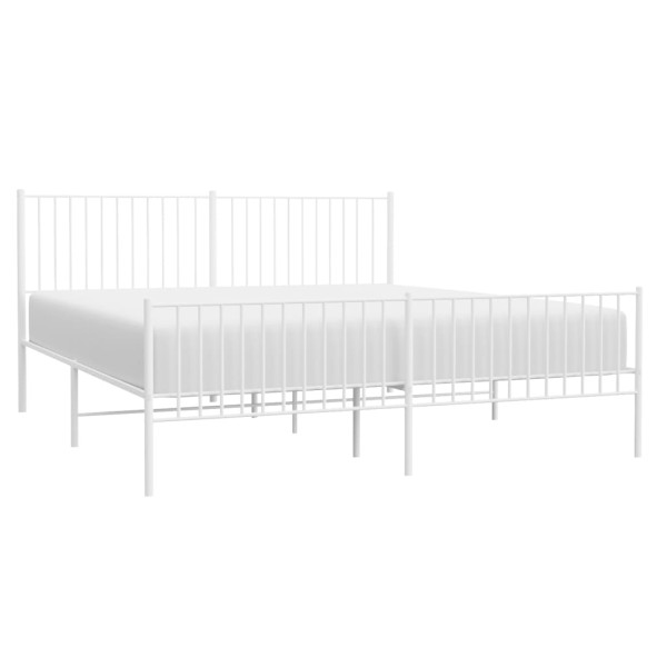 Estructura cama metal con cabecero y estribo blanco 180x200 cm