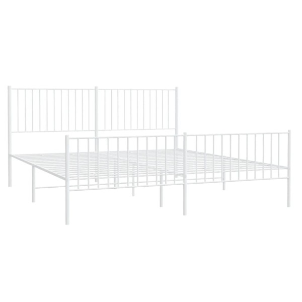 Estructura cama metal con cabecero y estribo blanco 180x200 cm