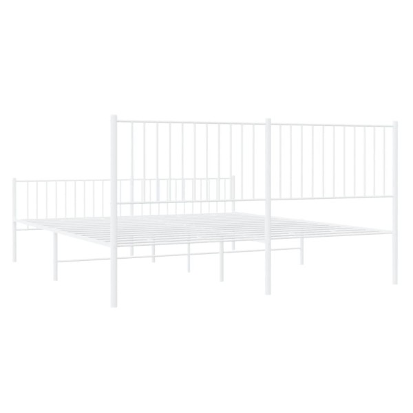 Estructura cama metal con cabecero y estribo blanco 180x200 cm