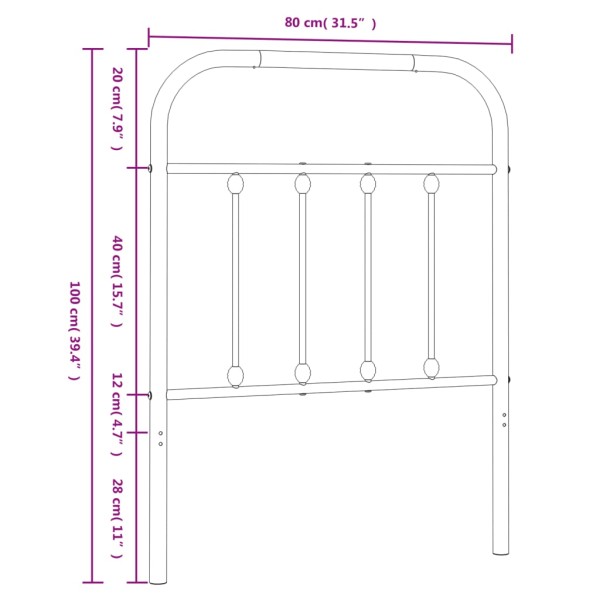 Cabecero de metal negro 75 cm