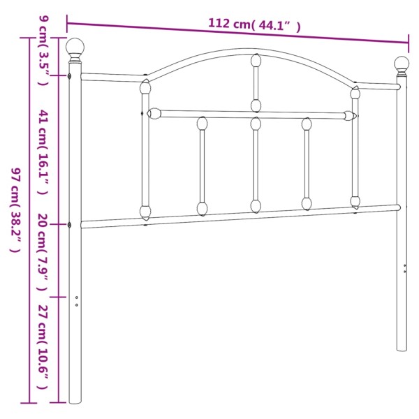 Cabecero de metal negro 107 cm