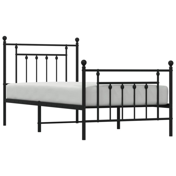 Estructura de cama con cabecero y estribo metal negro 80x200 cm