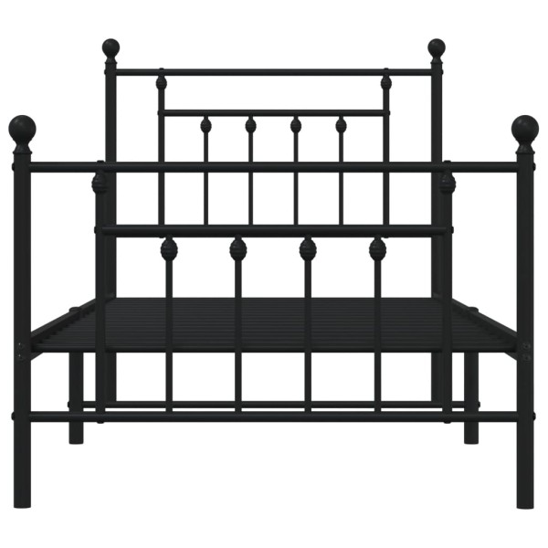 Estructura de cama con cabecero y estribo metal negro 80x200 cm